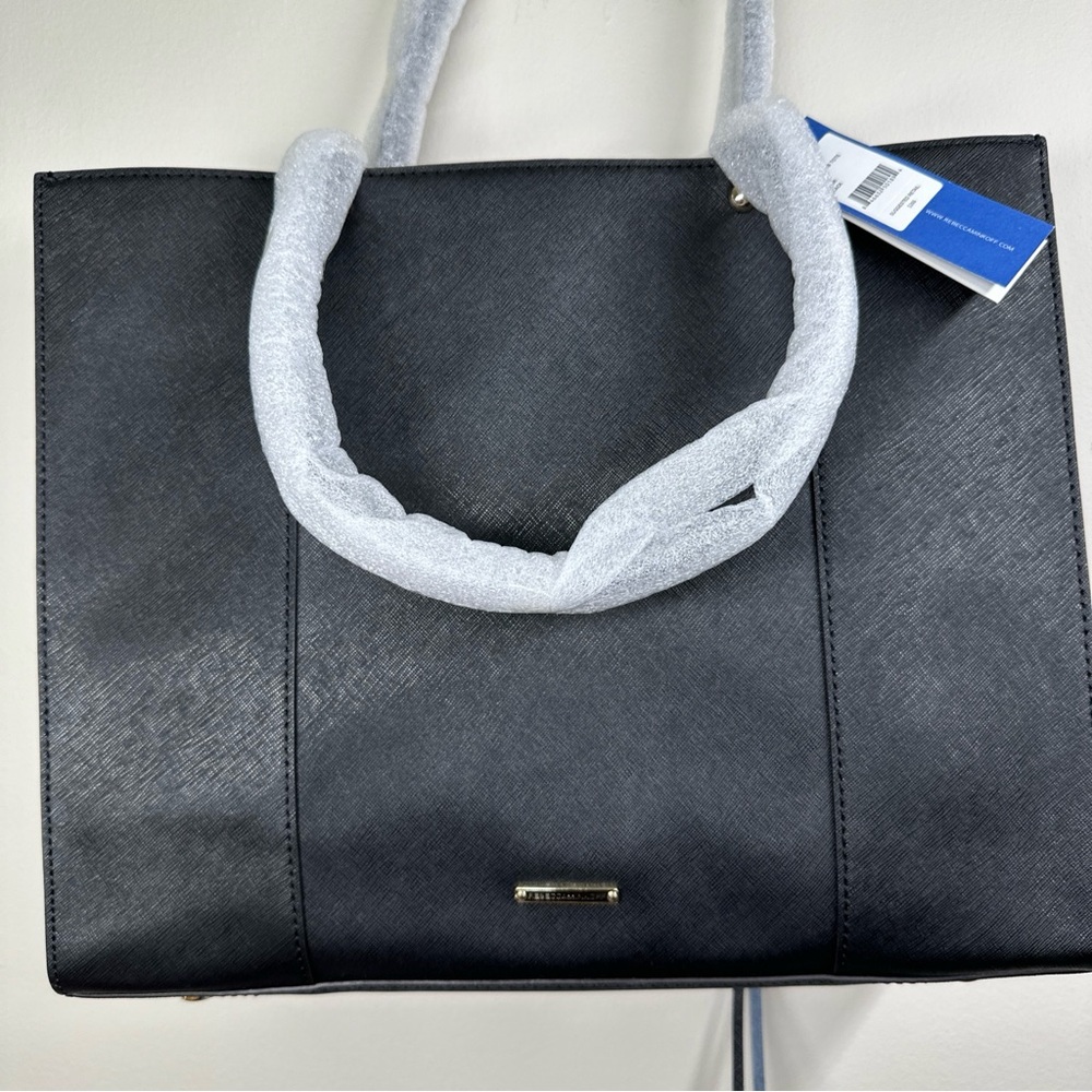 Rebecca Minkoff Medium MAB Black Saffiano Leather Textured Double Handles Tote